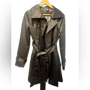 EUC Bebe Black Quilted Trench Coat. Medium